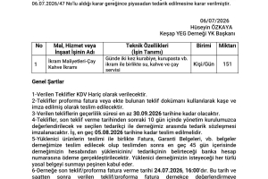 FAALİYET 3.1 “KOOPERATİF VE DERNEK KURULUŞU KAPASİTE GELİŞTİRME EĞİTİMİ” İKRAM TEKLİF MEKTUBU