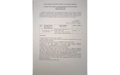 Faaliyet 6.5 LEADER yaklaşımına ve TKDK desteklerine yönelik bilgilendirme toplantısı yapılması (toplantı materyalleri hazırlanması ve dağıtılması) İkram Teklif Mektubu