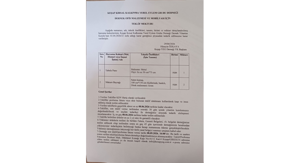 Demirbaş Alım İlanı 1